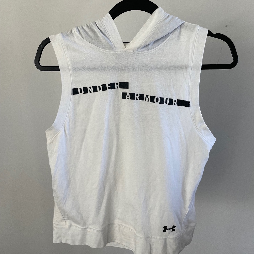 Under Armour White Sleeveless Hoodie